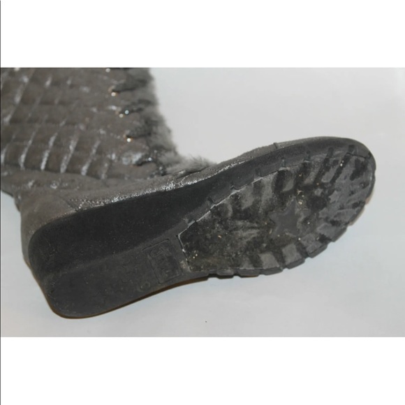 Justice Winter Girl Boots Gray Quilted Studs Zipper Lace Lined Sz 3 Gemstones - Picture 4 of 12